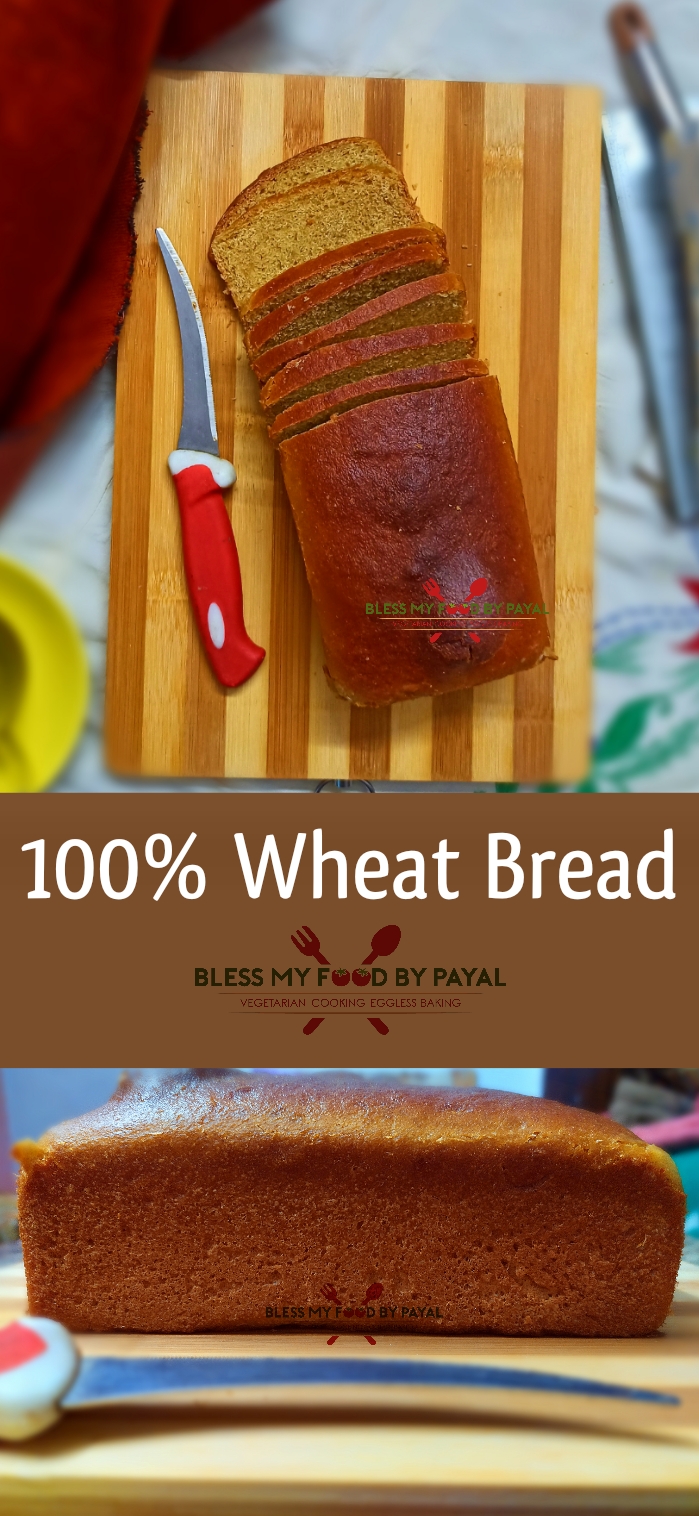 Whole Wheat Bread recipe | 100% whole wheat bread | atta bread recipe