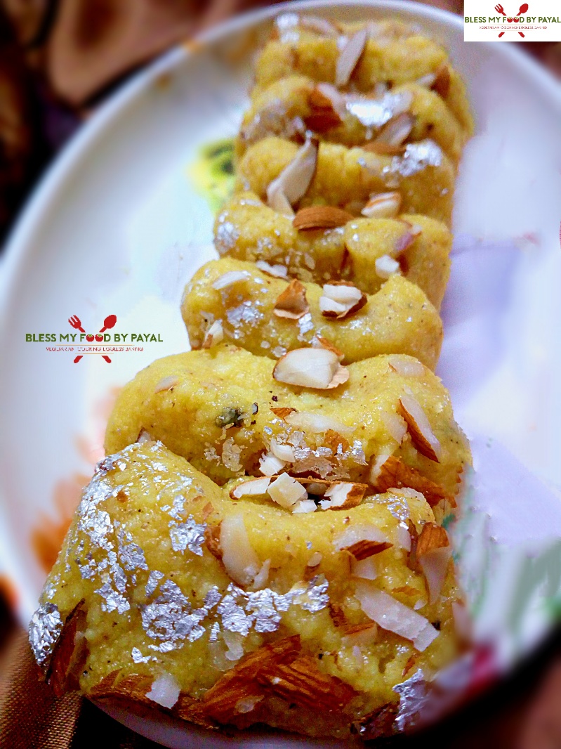 Custard flavoured Paneer Barfi from leftover ghee residue