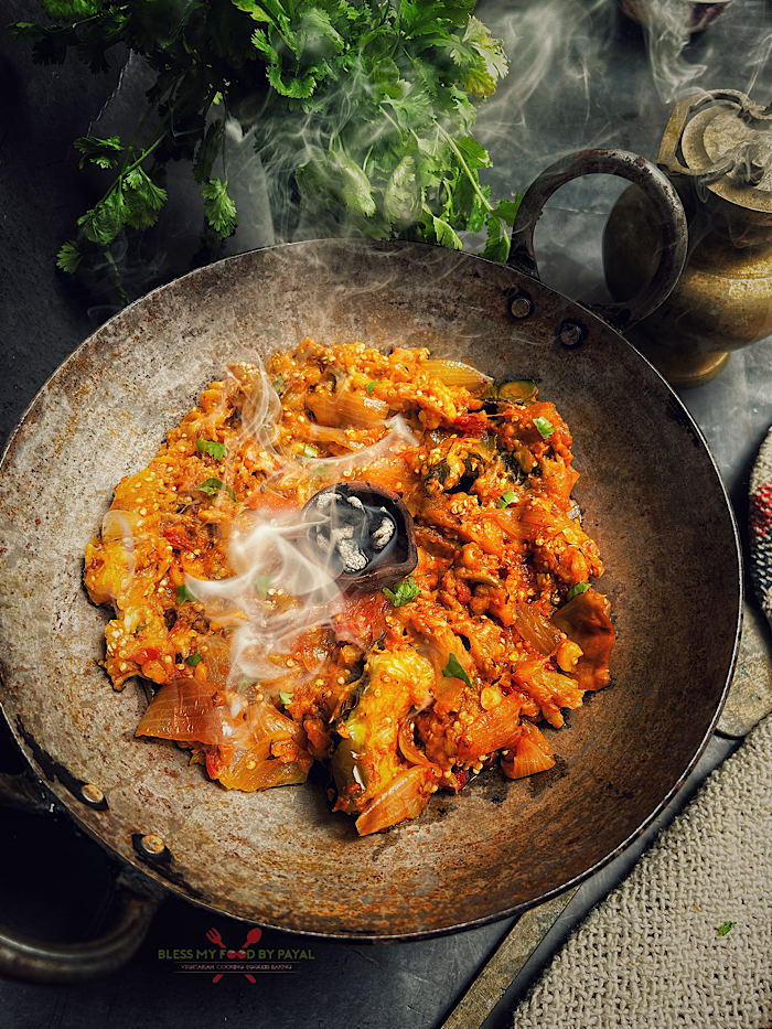 Smoked Baingan Bharta Recipe | Indian eggplant Curry | Baingan ka Bharta