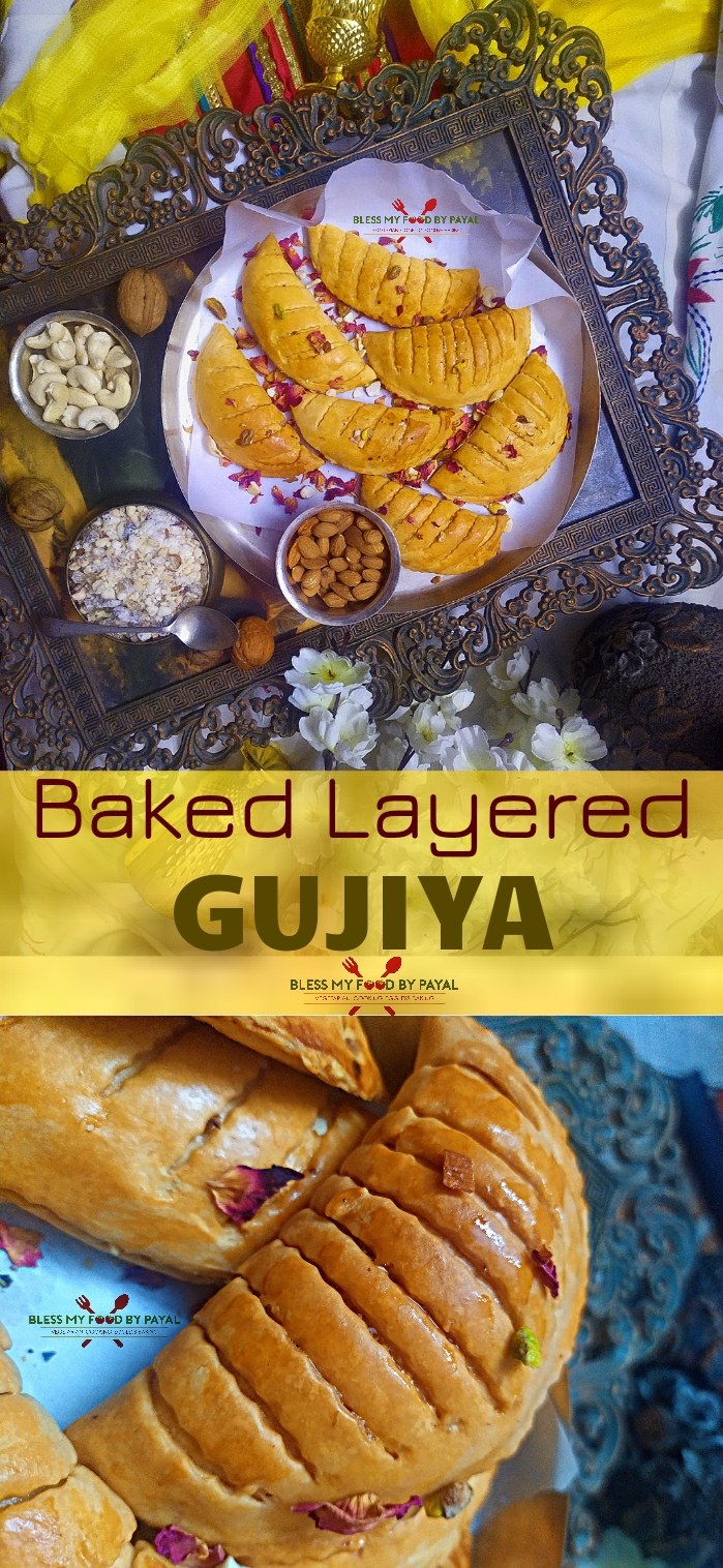 Layered Gujia recipe | baked Gujia recipe | how to make mawa gujia without mould