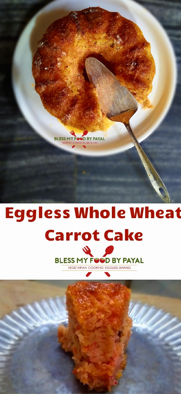 Eggless Whole wheat Carrot cake recipe | eggless carrot cake | carrot cake without condensed milk