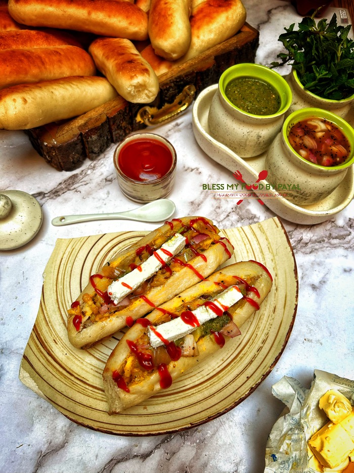 Vegetarian hot dogs Indian street food recipe