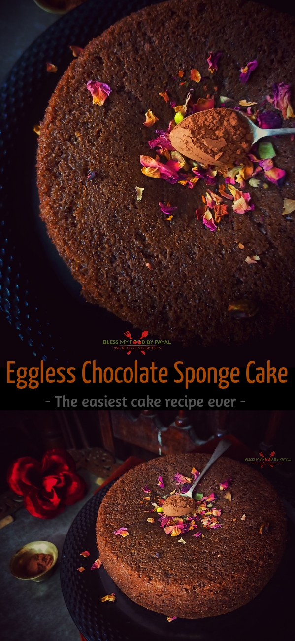 Easiest eggless chocolate sponge cake recipe