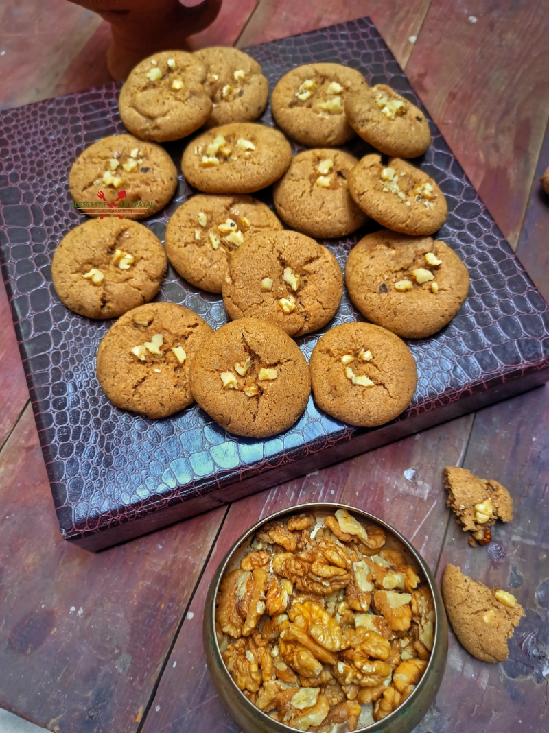 Eggless walnut cookies recipe