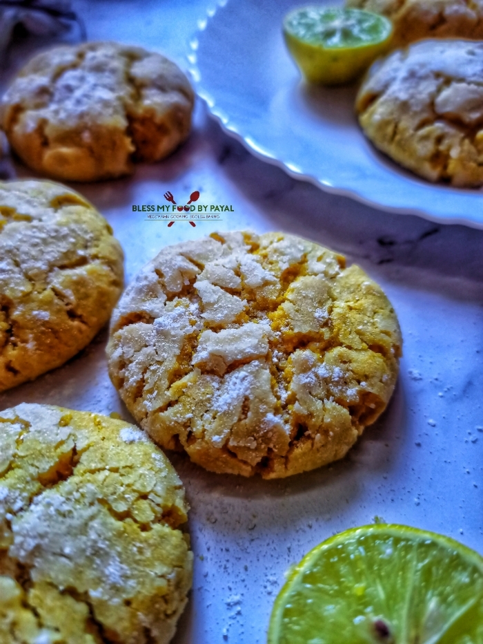 Eggless Lemon Crinkle Cookies Recipe