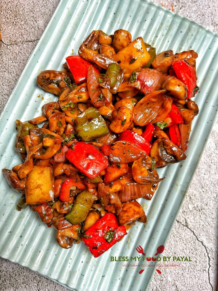 Garlic Mushroom Pepper fry recipe | Bell pepper and Mushroom stir fry