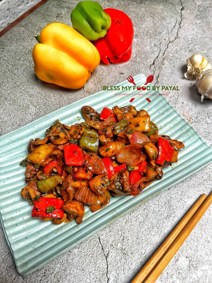 Garlic Mushroom Pepper fry recipe | Bell pepper and Mushroom stir fry