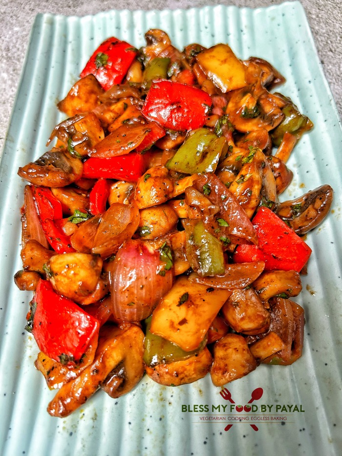 Garlic Mushroom Pepper fry recipe | Bell pepper and Mushroom stir fry