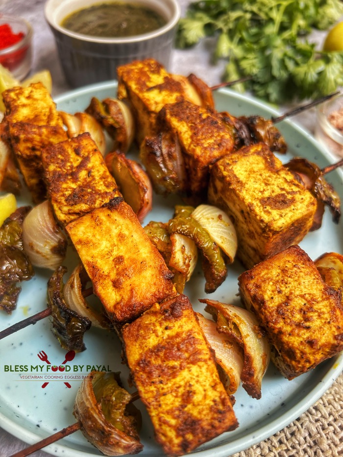 Vegan Tofu Tikka in oven Indian style 