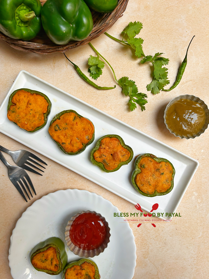 Besan Stuffed Capsicum Rings