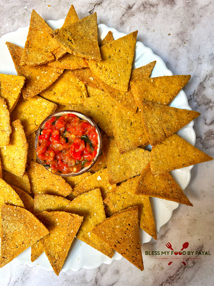 Baked Tortilla Chips Recipe | Crispy homemade Nacho chips recipe