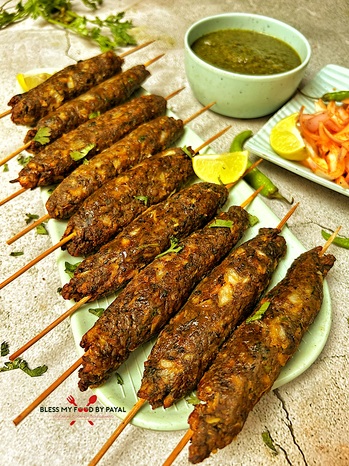 **Mushroom Seekh Kebab in Air Fryer** – A healthy, protein-rich, and delicious vegan snack perfect for parties, tiffin, or evening cravings. mushroom seekh kebab recipe in air fryer