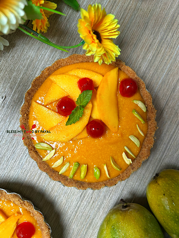 Eggless Mango Tart Without Oven & Condensed Milk