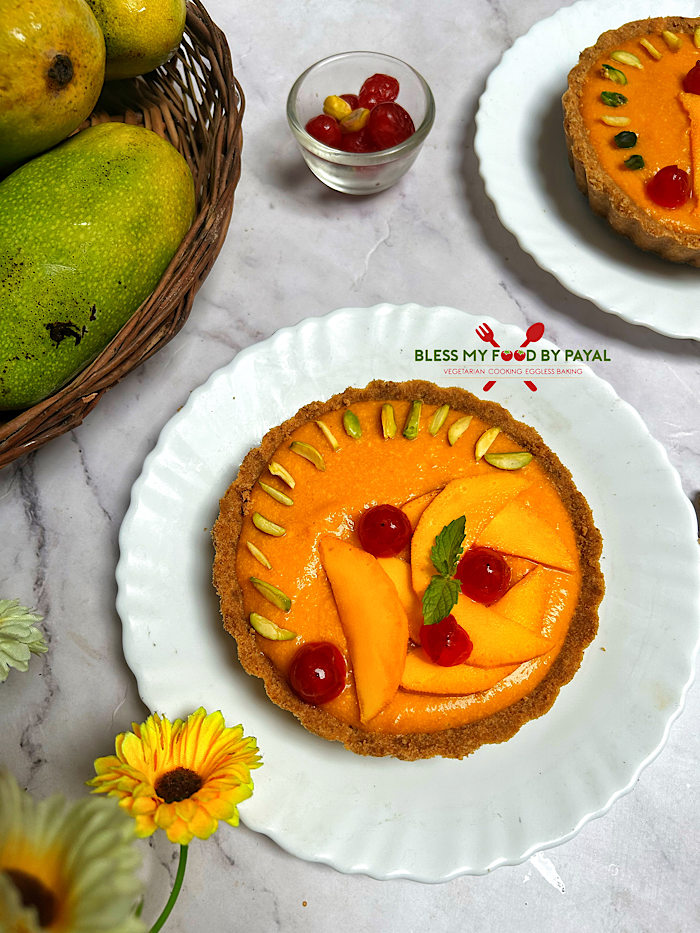 Eggless Mango Tart Without Oven & Condensed Milk
