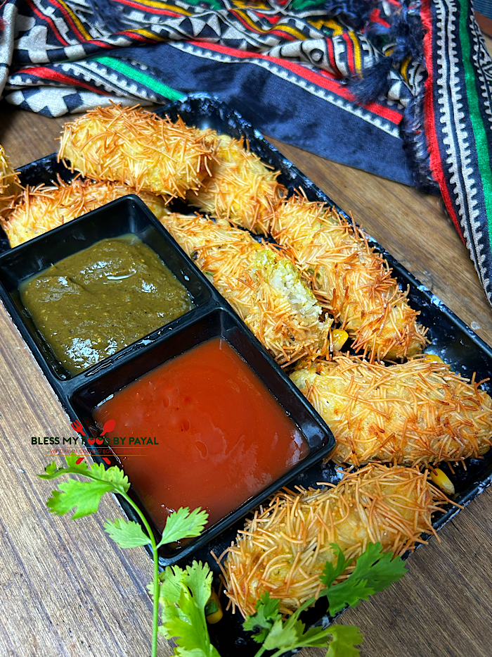 Air Fried Paneer Croquettes with Vermicelli Crust