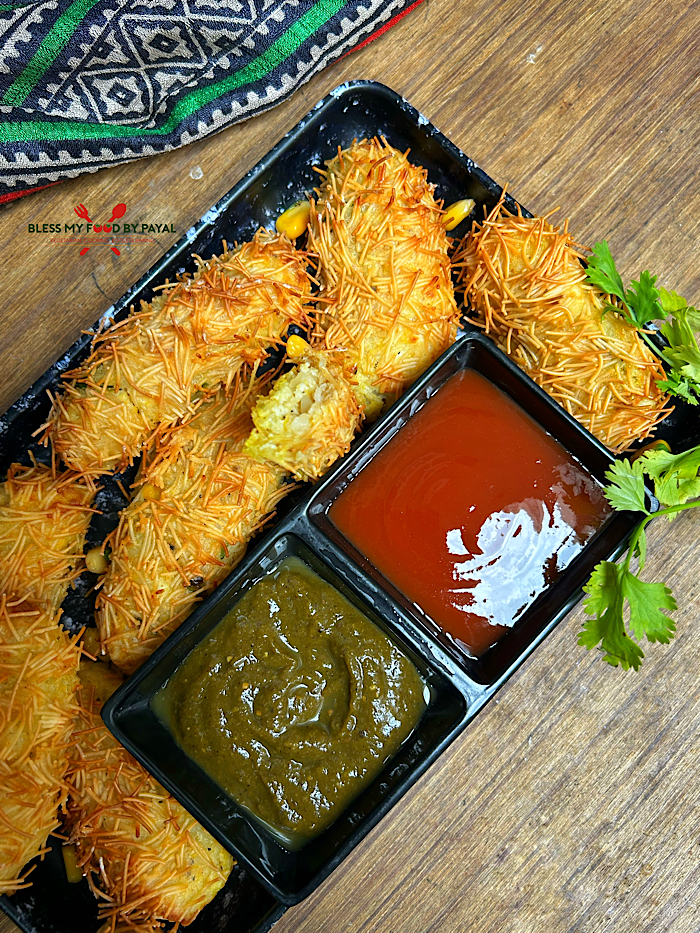 Air Fried Paneer Croquettes with Vermicelli Crust