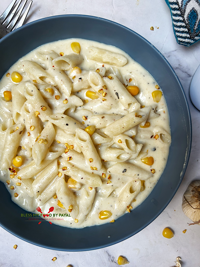 Vegan White Sauce Pasta with cauliflower