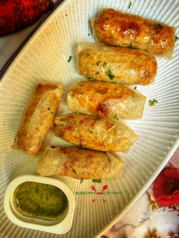 Air Fryer Sweet Potato Rice Paper Rolls