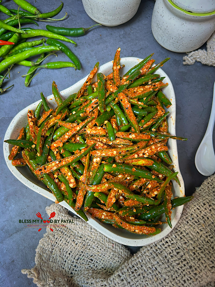 No Oil Instant Green Chilies Pickle Recipe