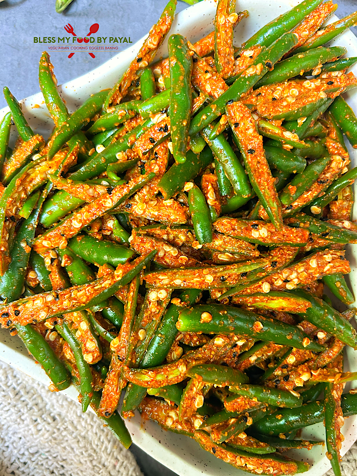 No Oil Instant Green Chilies Pickle Recipe
