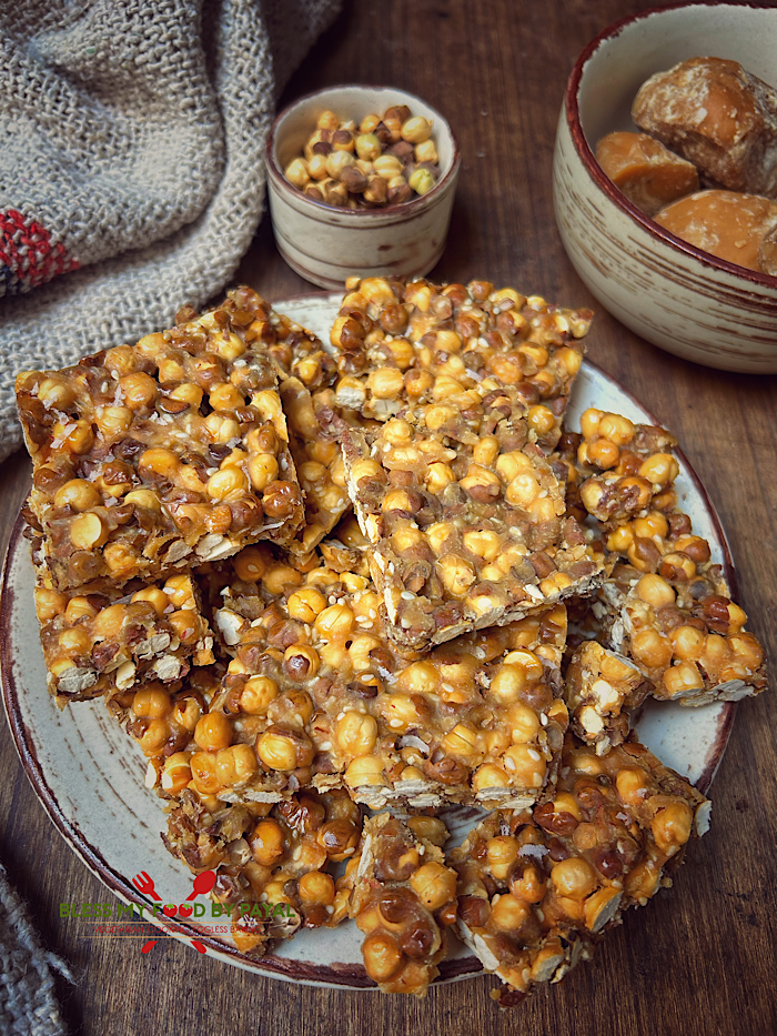 Gur Chana Chikki Recipe | Jaggery and Roasted Chickpeas Chikki
