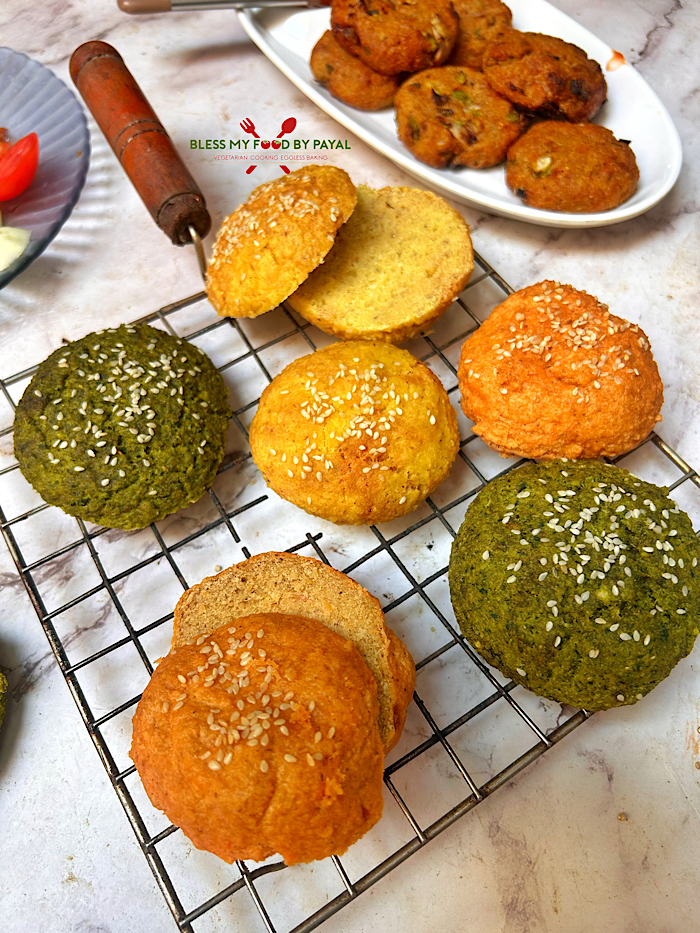 Lentil Burger Buns with Masoor, Yellow Moong & Green Moong Dal (Vegan, Gluten-Free | Air Fryer & Oven)