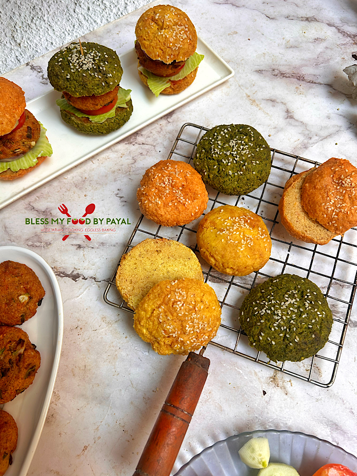 Lentil Burger Buns with Masoor, Yellow Moong & Green Moong Dal (Vegan, Gluten-Free | Air Fryer & Oven)