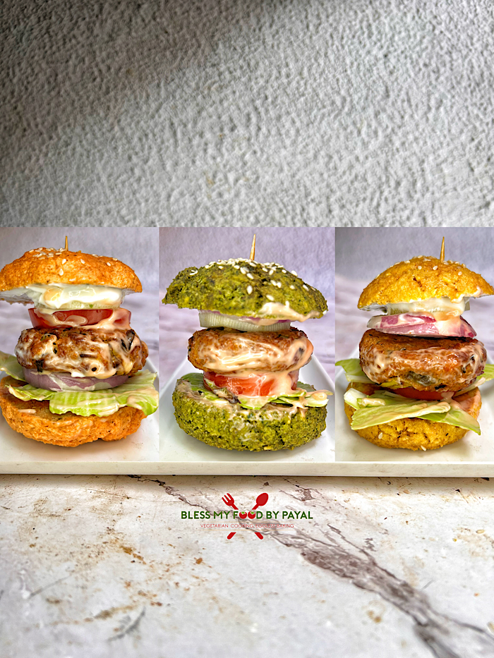 Lentil Burger Buns with Masoor, Yellow Moong & Green Moong Dal (Vegan, Gluten-Free | Air Fryer & Oven)