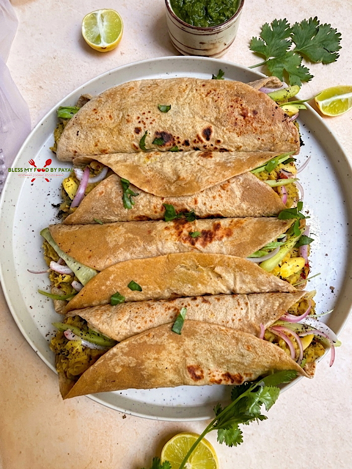Vegan Pineapple Red Lentil Frankie Rolls | Vegan Pineapple Masoor Dal Frankie Recipe