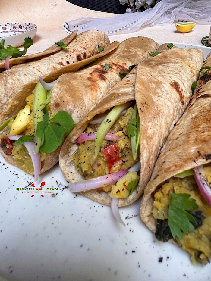Vegan Pineapple Red Lentil Frankie Rolls | Vegan Pineapple Masoor Dal Frankie Recipe