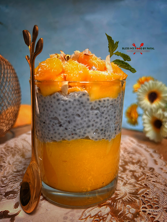 Mango Sabja Pudding Recipe | Mango Basil Seeds Pudding