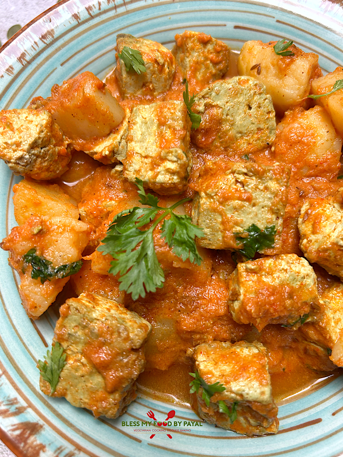Vegan Paneer Aloo Recipe using Pumpkin Seed Paneer