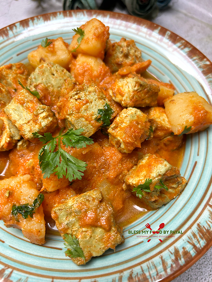 Vegan Paneer Aloo Recipe using Pumpkin Seed Paneer