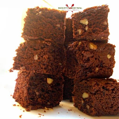 Eggless whole wheat flour chocolate brownie recipe | whole wheat eggless brownie | chocolate walnut brownie recipe