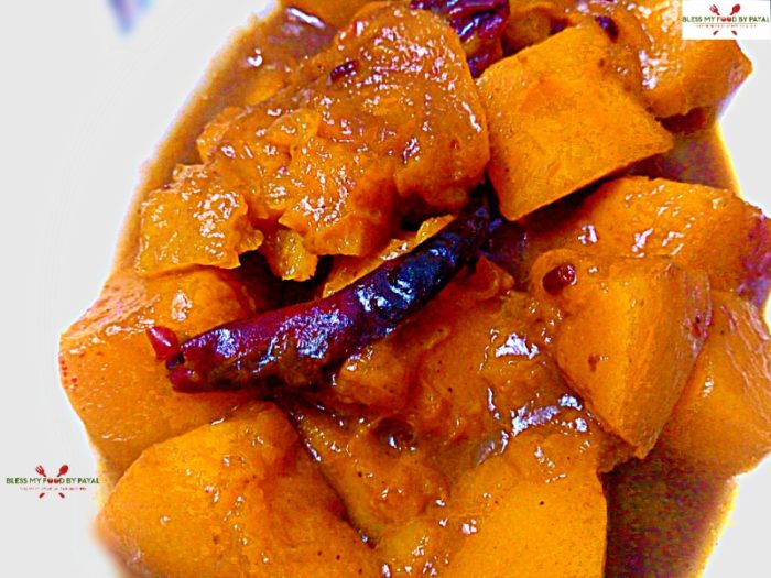 Ambal, ambal recipe, khatta meetha kaddu, sweet and sour pumpkin