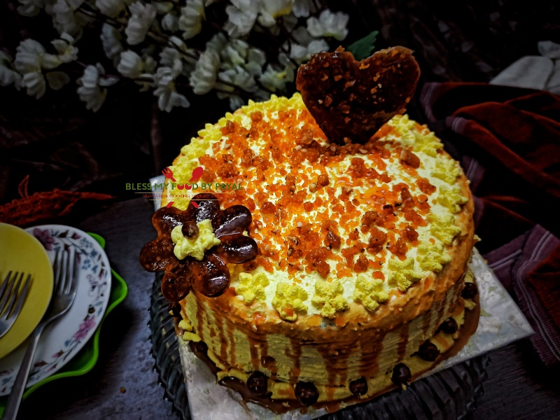 Yellow Topping Butterscotch Cake - Mohali Bakers