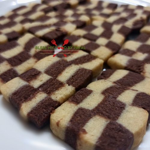 Eggless checkerboard cookies recipe | Chocolate Vanilla checkerboard Cookies recipe | Vanilla and chocolate cookies