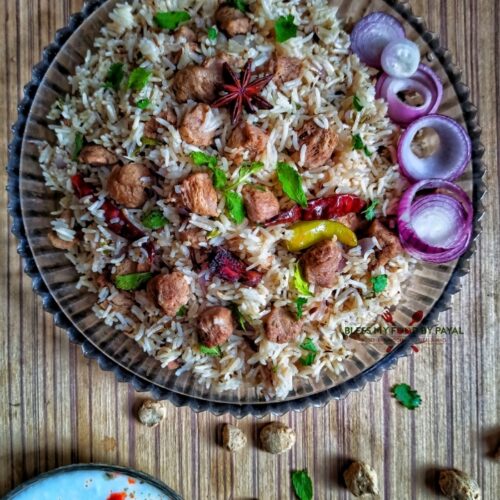 Soya Chunks Pulao without pressure cooker