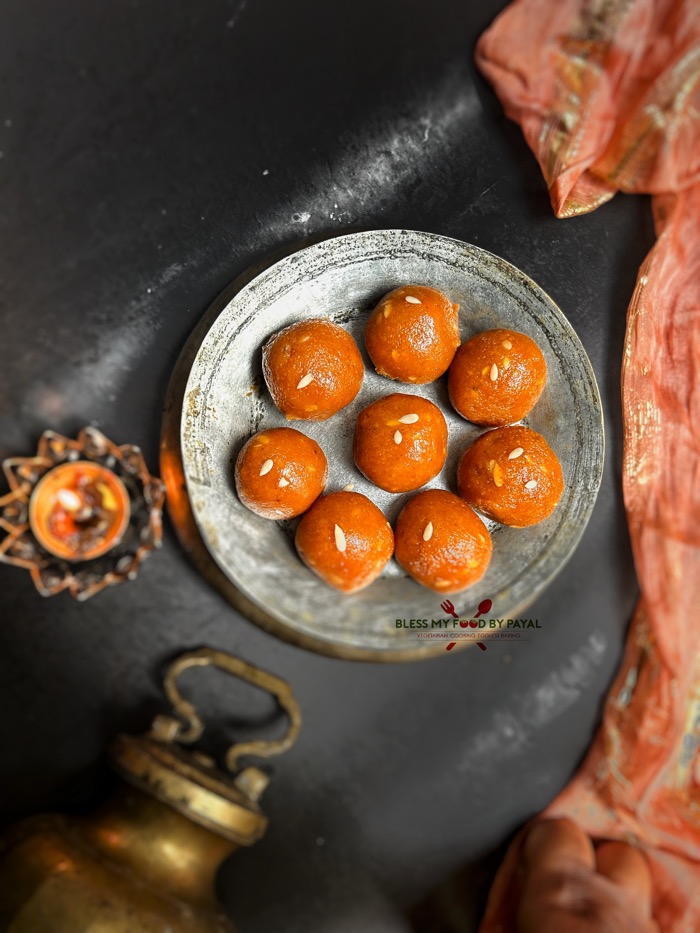 Baked Besan Ladoo recipe - only 2 tbsp ghee used