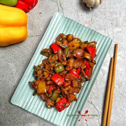 Garlic Mushroom Pepper fry recipe | Bell pepper and Mushroom stir fry