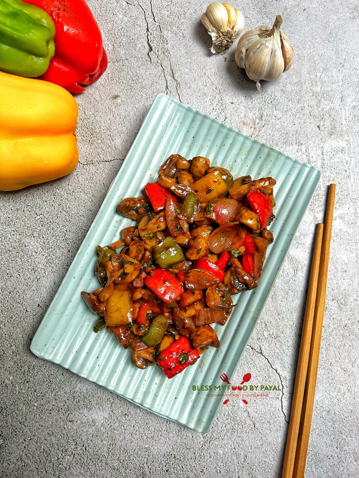 Garlic Mushroom Pepper fry recipe | Bell pepper and Mushroom stir fry