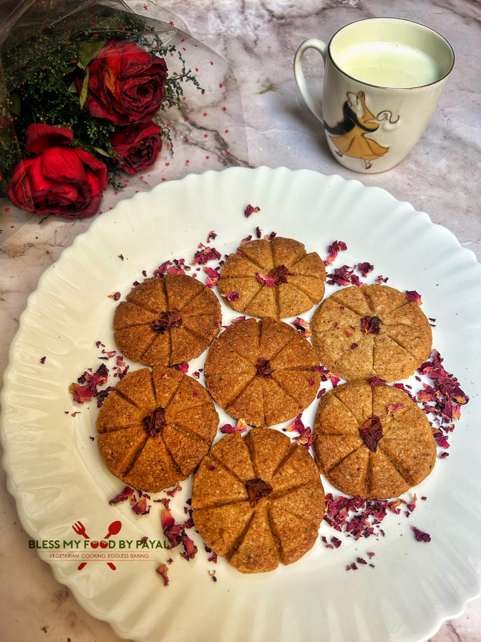 Eggless Rose Petals Cookies