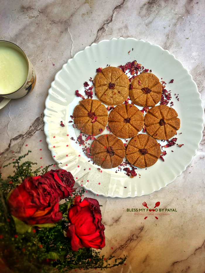 Eggless Rose Petals Cookies