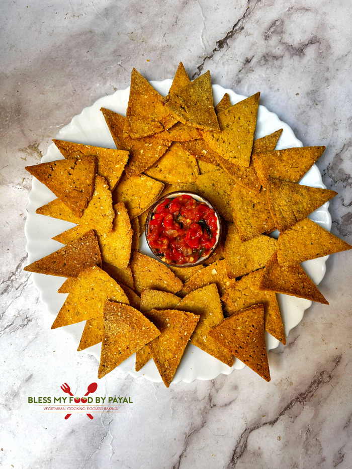 Baked Tortilla Chips Recipe | Crispy homemade Nacho chips recipe