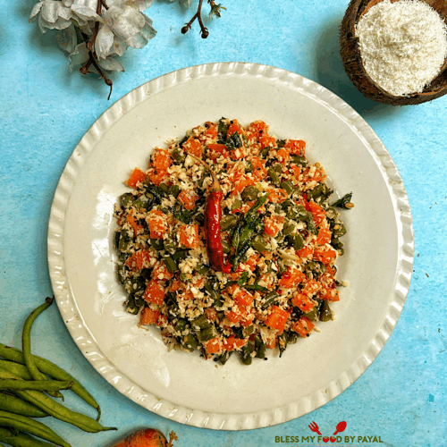 South Indian Carrot Beans Poriyal | Easy Carrot Green Beans Stir Fry with Coconut | Carrot Beans Thoran
