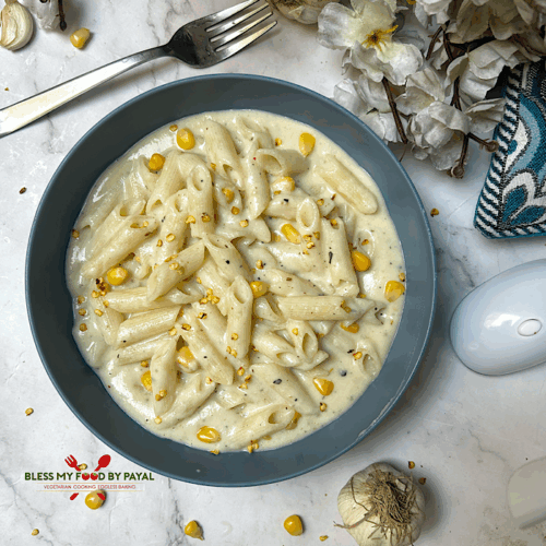 Vegan White Sauce Pasta with cauliflower