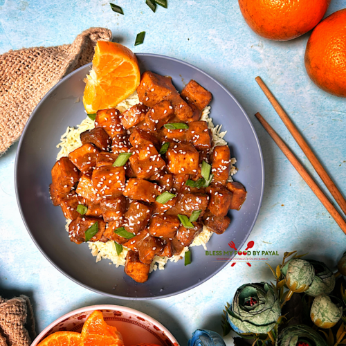 Oven Baked Orange Tofu with Fresh Orange Juice