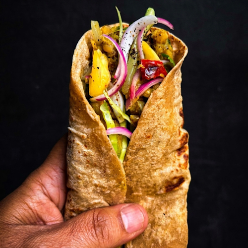 Vegan Pineapple Red Lentil Frankie Rolls | Vegan Pineapple Masoor Dal Frankie Recipe