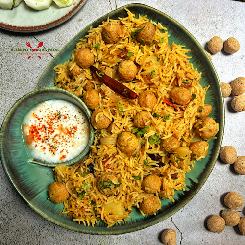 Soya Chunks Pulao without pressure cooker